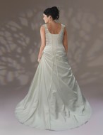 Ivory matte satin bridal gown - back